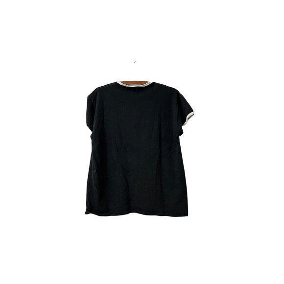 Anvil Women Diver Black Ringer Tshirt Pre - Shrunk Made in USA Size Large - Picture 5 of 5